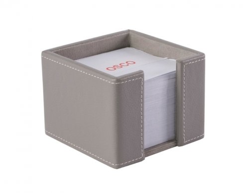Βάση κύβος για χαρτάκια γκρι δερματίνη Osco Nο3250