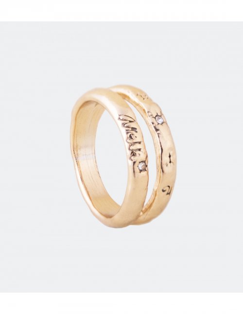 Δαχτυλίδι Διπλό Λεπτό Χρυσό Νο16Anekke - υλικό Ατσάλι-