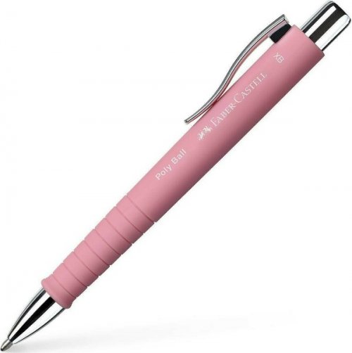 Στυλό διαρκείας Faber Castell Polyball XB ροζ παστέλ σώμα μπλε γραφή