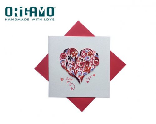 Origamo Κάρτα Ευχετήρια QUILLING ΚΑΡΔΙΑ 16.2x16.5cm FILIGRANA
