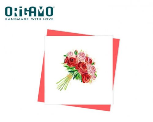 Origamo Κάρτα Ευχετήρια QUILLING Τριαντάφυλλα 16.2x16.5cm FILIGRANA