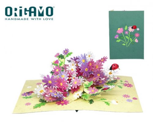 Origamo Κάρτα Ευχετήρια Αναδυόμενη- Λουλούδια- 18.5x14cm KIRIGAMI