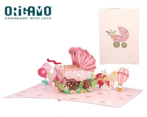 Origamo Κάρτα Ευχετήρια Αναδυόμενη- Κοριτσάκι 18.5x14cm KIRIGAMI