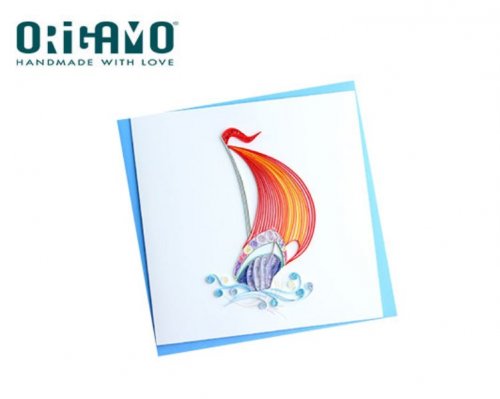 Origamo Κάρτα Ευχετήρια QUILLING ΚΑΡΑΒΙ 16.2x16.5cm FILIGRANA