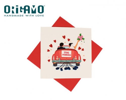 Origamo Κάρτα Ευχετήρια QUILLING ΝΙΟΠΑΝΤΡΟΙ 16.2x16.5cm FILIGRANA