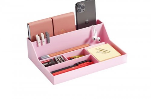 Οργανωτής Γραφείου από Πλαστικό σε Ροζ χρώμα 17.5 x 7.2 x 25cm